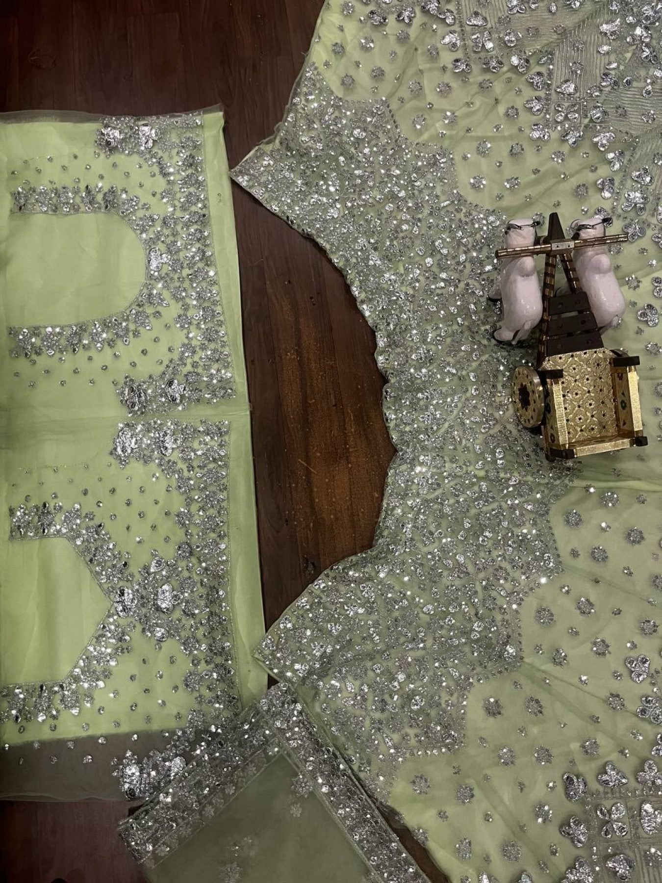Lehenga Set with Intricate Mirror and Floral Embroidery back view
