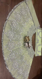 Lehenga Set with Intricate Mirror and Floral Embroidery front view