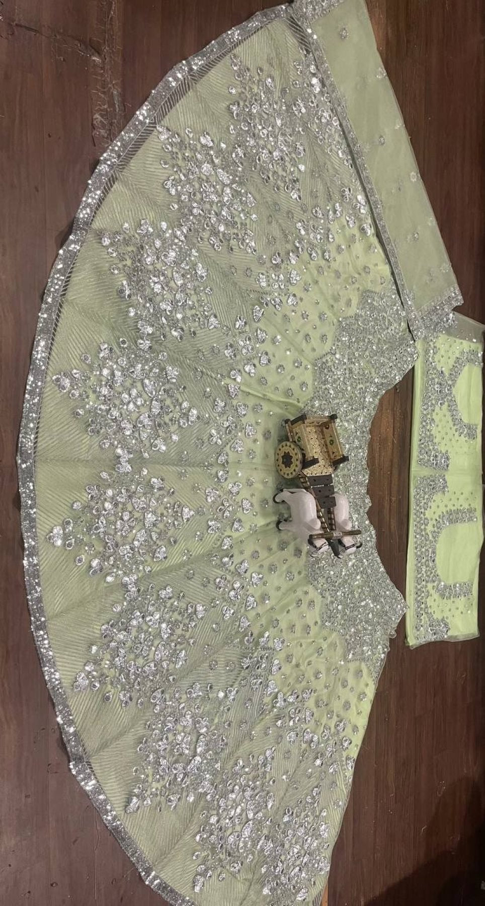 Lehenga Set with Intricate Mirror and Floral Embroidery front view