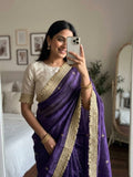 Purple Silk Saree for women - full front view | Snyvia