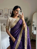 Purple Silk Saree for women - full front view | Snyvia