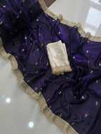 Purple Silk Saree - side drape view