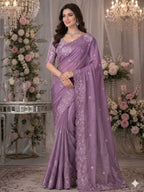 Lavender Saree for women - full front view | Snyvia