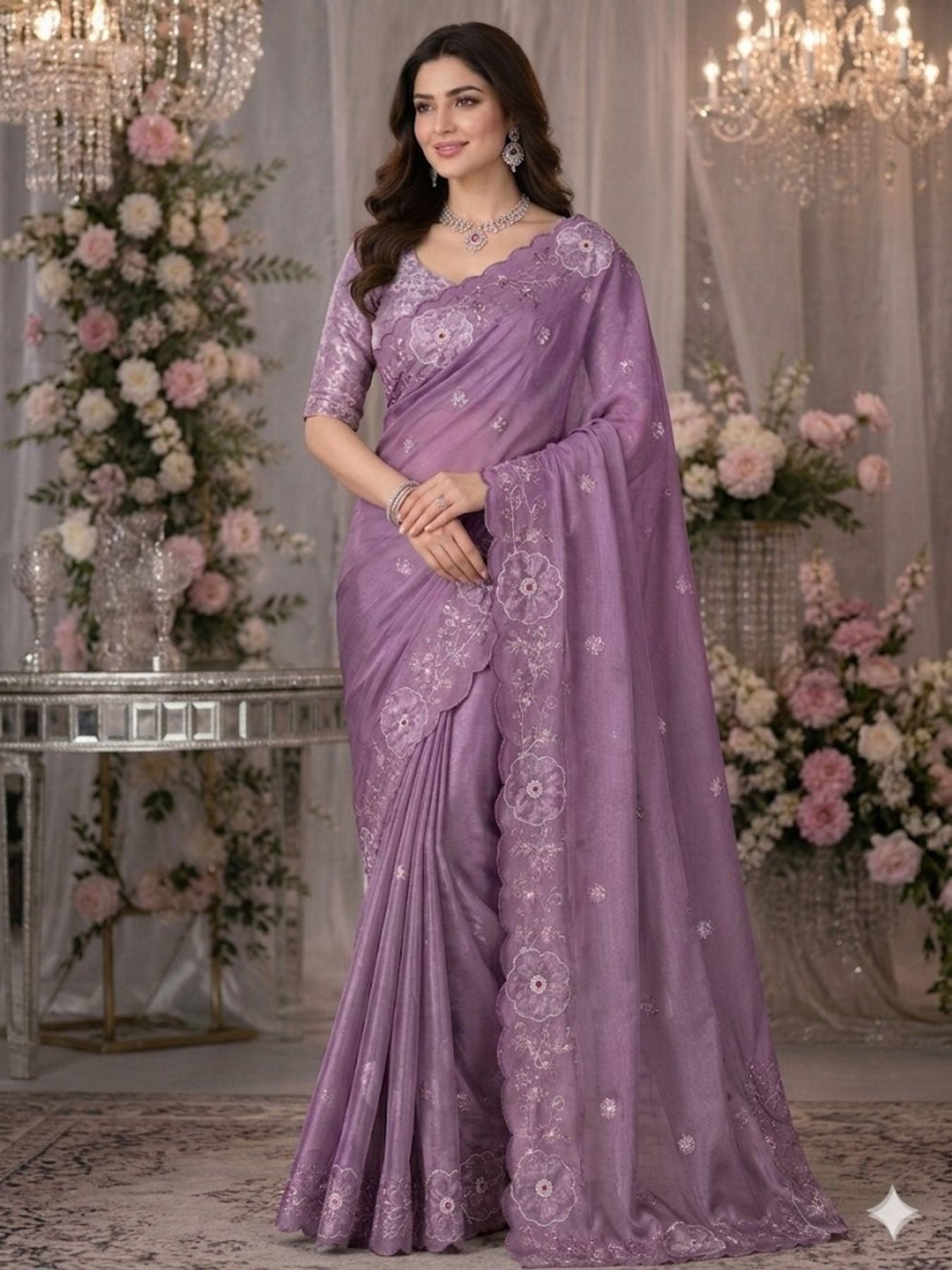 Lavender Saree for women - full front view | Snyvia