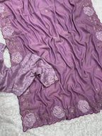 Lavender Saree - fabric texture close-up