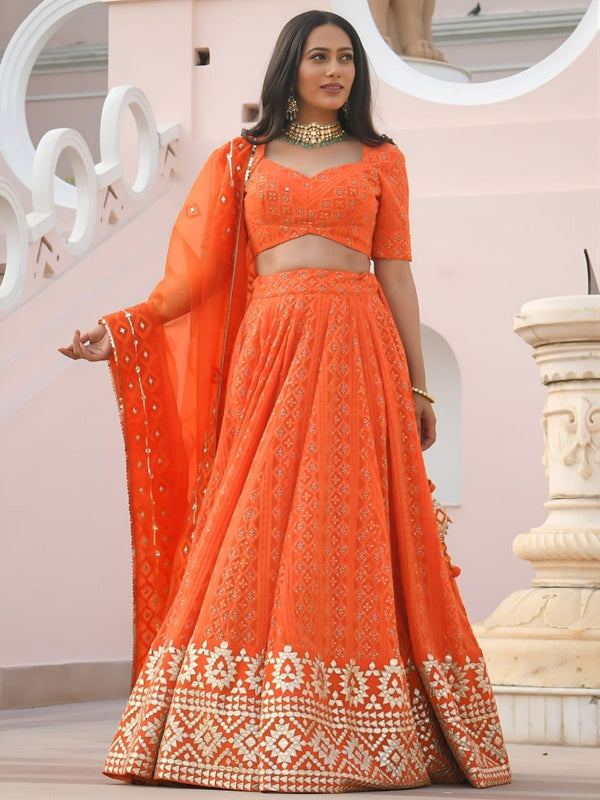Georgette Wedding Lehenga with Heavy Sequins and Gottapatti Work at Snyvia