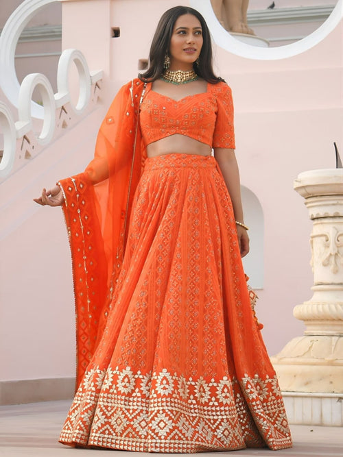 Georgette Wedding Lehenga with Heavy Sequins and Gottapatti Work at Snyvia