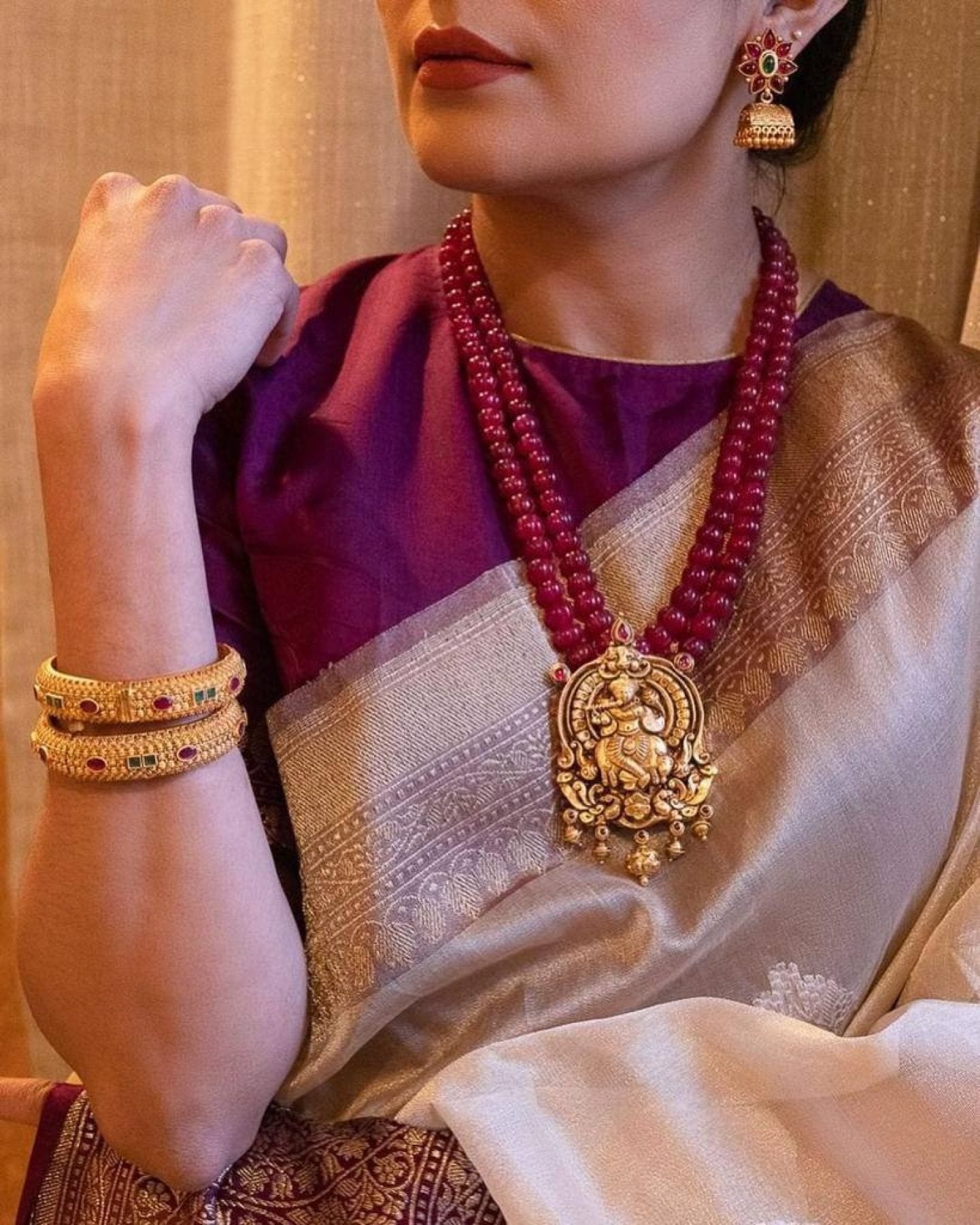 Gold Silk Saree - drape and pallu detail