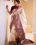 Gold Silk Saree - side drape view