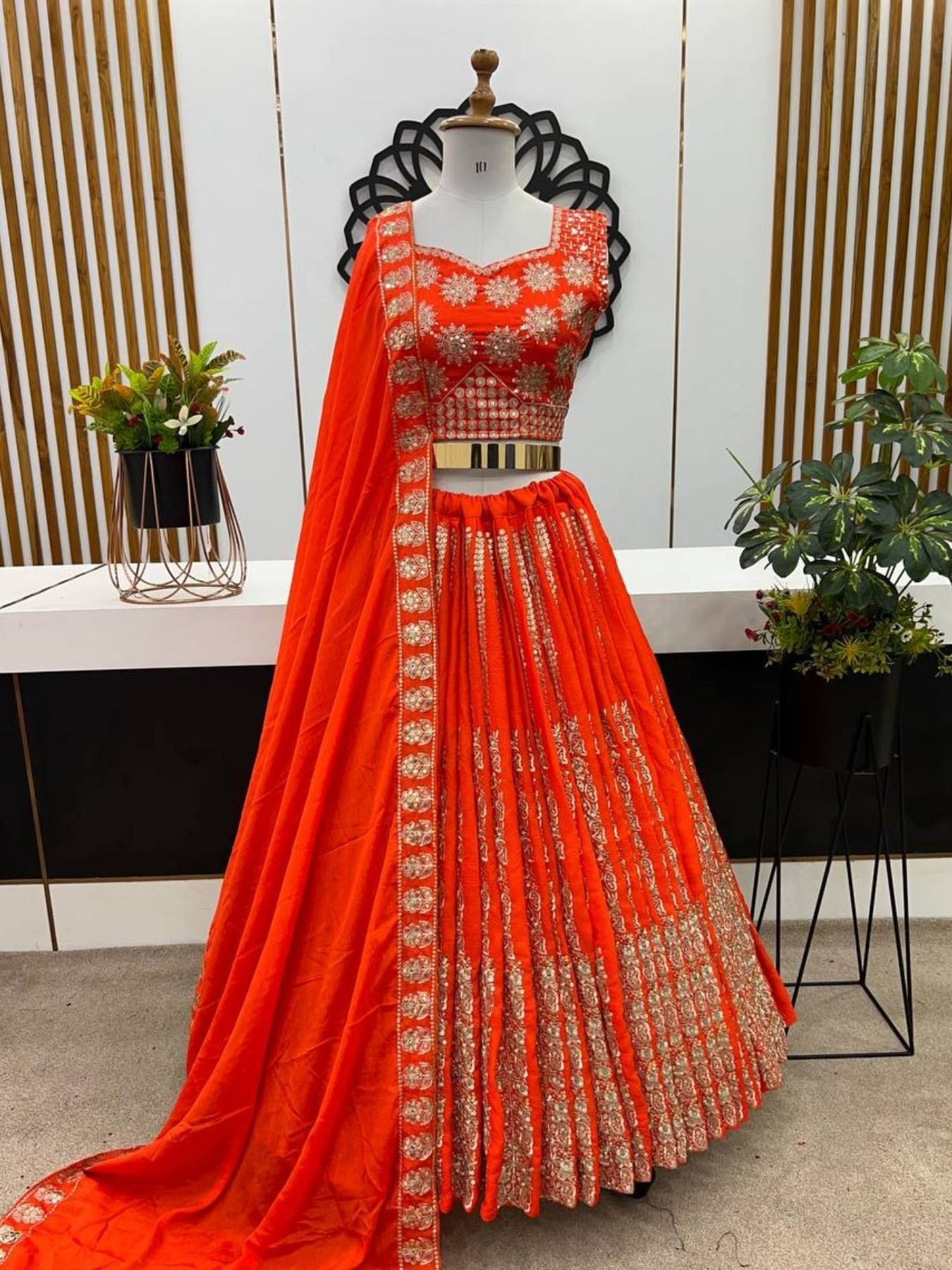Chinnon Lehenga with Embroidery Wedding Ready Elegance full drape view