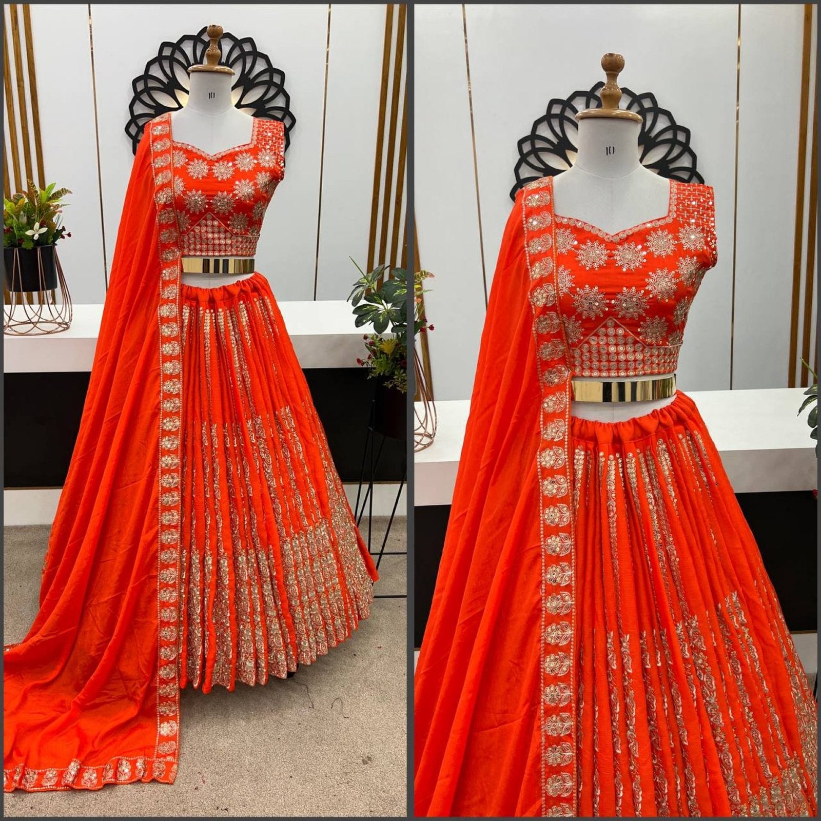 Chinnon Lehenga with Embroidery Wedding Ready Elegance blouse and dupatta detail