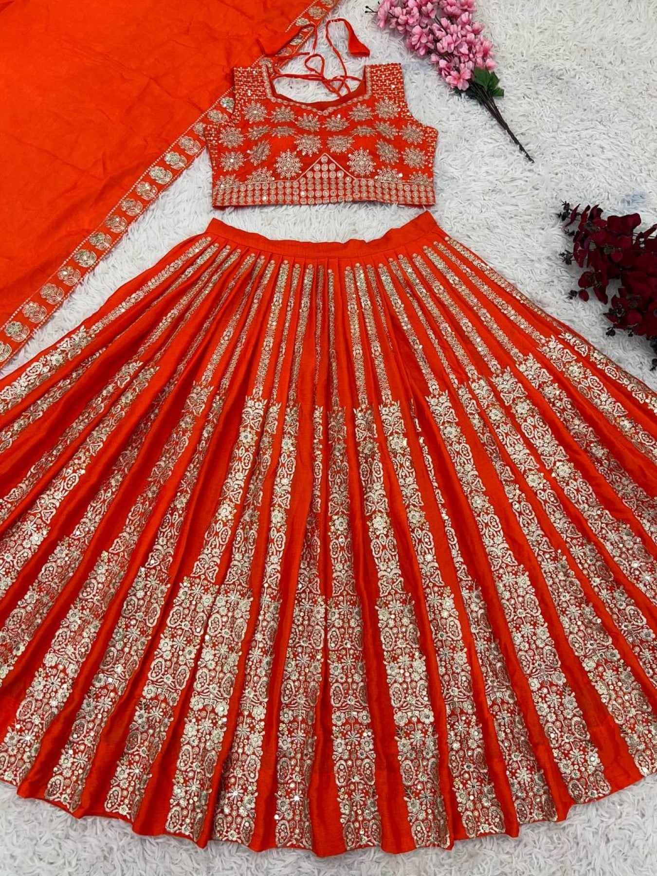 Chinnon Lehenga with Embroidery Wedding Ready Elegance fabric texture detail