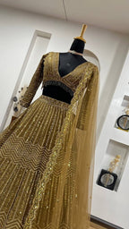 Wedding Special Golden Kasturi Silk Lehenga with Heavy Flair and Fancy Tass colour variant view