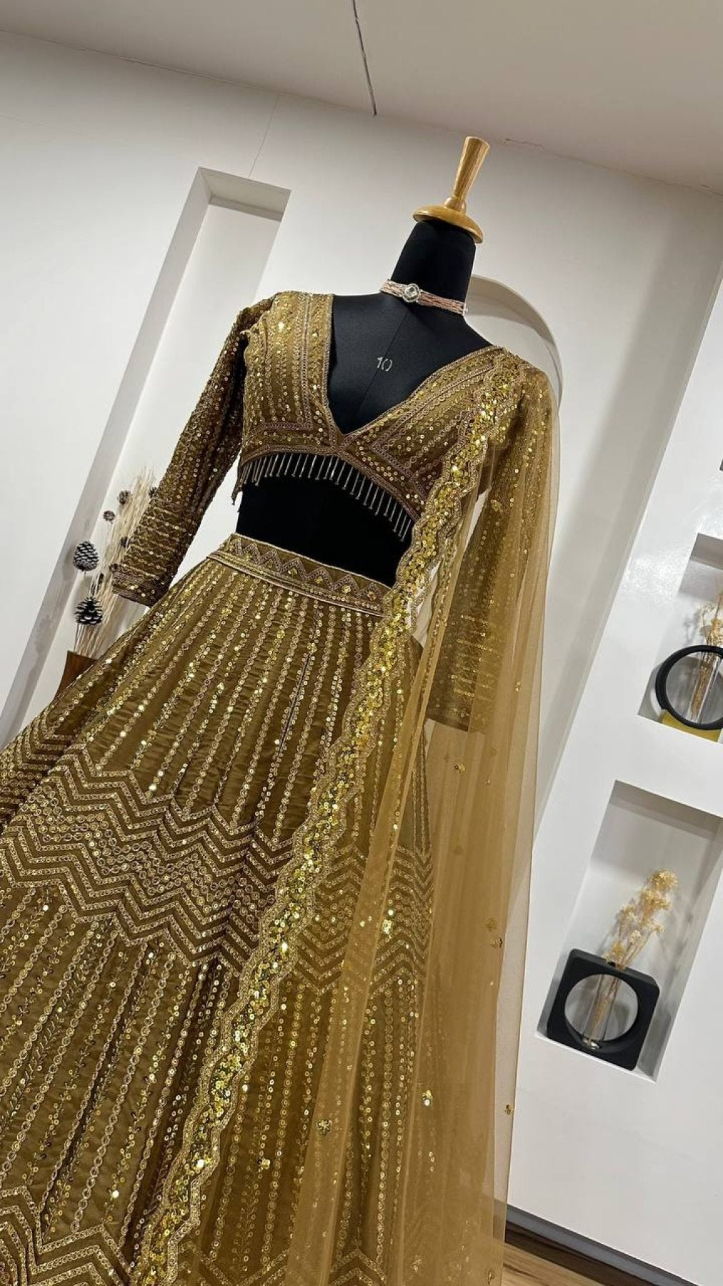 Wedding Special Golden Kasturi Silk Lehenga with Heavy Flair and Fancy Tass colour variant view