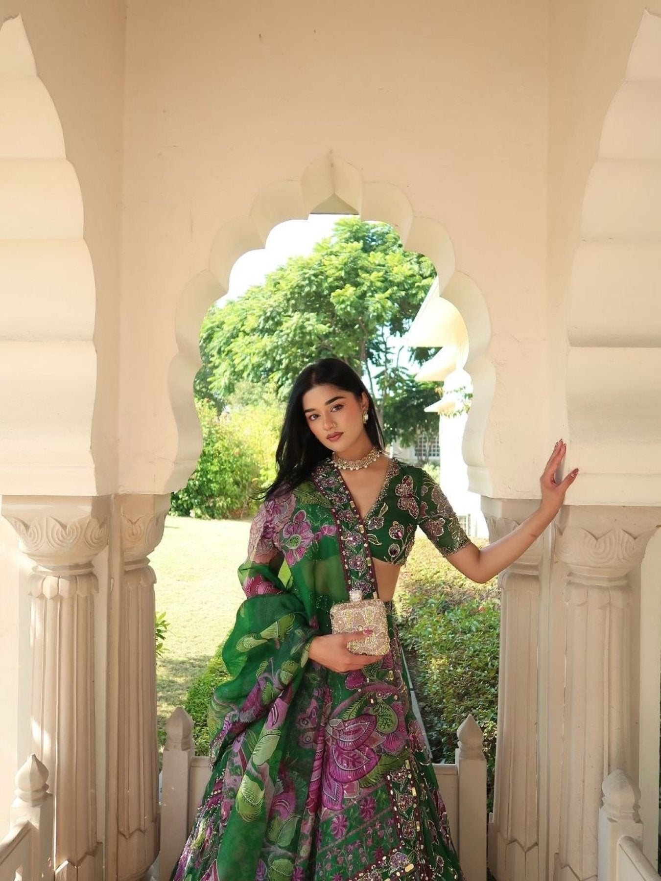 Green Wedding Special Grand Flair Lehenga with Heavy CanCan for Festive Wear styling view