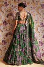Green Wedding Special Grand Flair Lehenga with Heavy CanCan for Festive Wear styling view