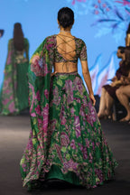 Green Wedding Special Grand Flair Lehenga with Heavy CanCan for Festive Wear colour variant view