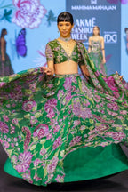 Green Wedding Special Grand Flair Lehenga with Heavy CanCan for Festive Wear front view