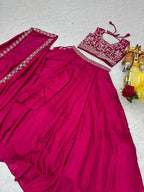 Wedding Special Vichitra Lehenga with Shrug Dupatta and Heavy Work blouse and dupatta detail