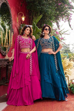 Wedding Special Vichitra Lehenga with Shrug Dupatta and Heavy Work fabric texture detail