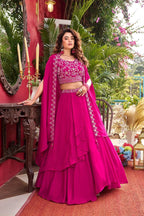 Wedding Special Vichitra Lehenga with Shrug Dupatta and Heavy Work colour variant view