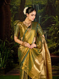 Green Kanjivaram Saree for women - full front view | Snyvia