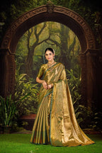 Green Kanjivaram Saree - drape and pallu detail