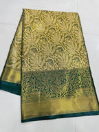 Green Kanjivaram Saree - blouse and border close-up