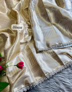 White Banarasi Saree - drape and pallu detail