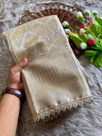 White Banarasi Saree - full-length drape