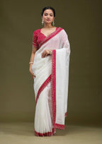 Gold Tissue Saree - side drape view