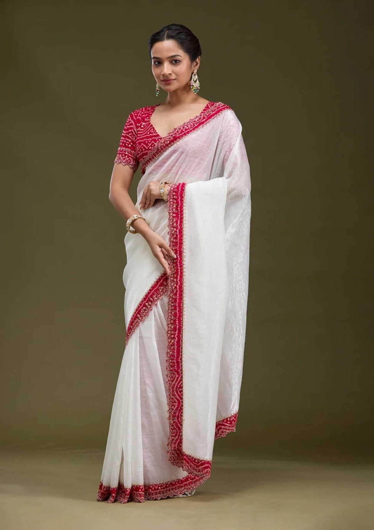 Gold Tissue Saree - blouse and border close-up