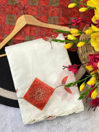 White Cotton Saree - fabric texture close-up
