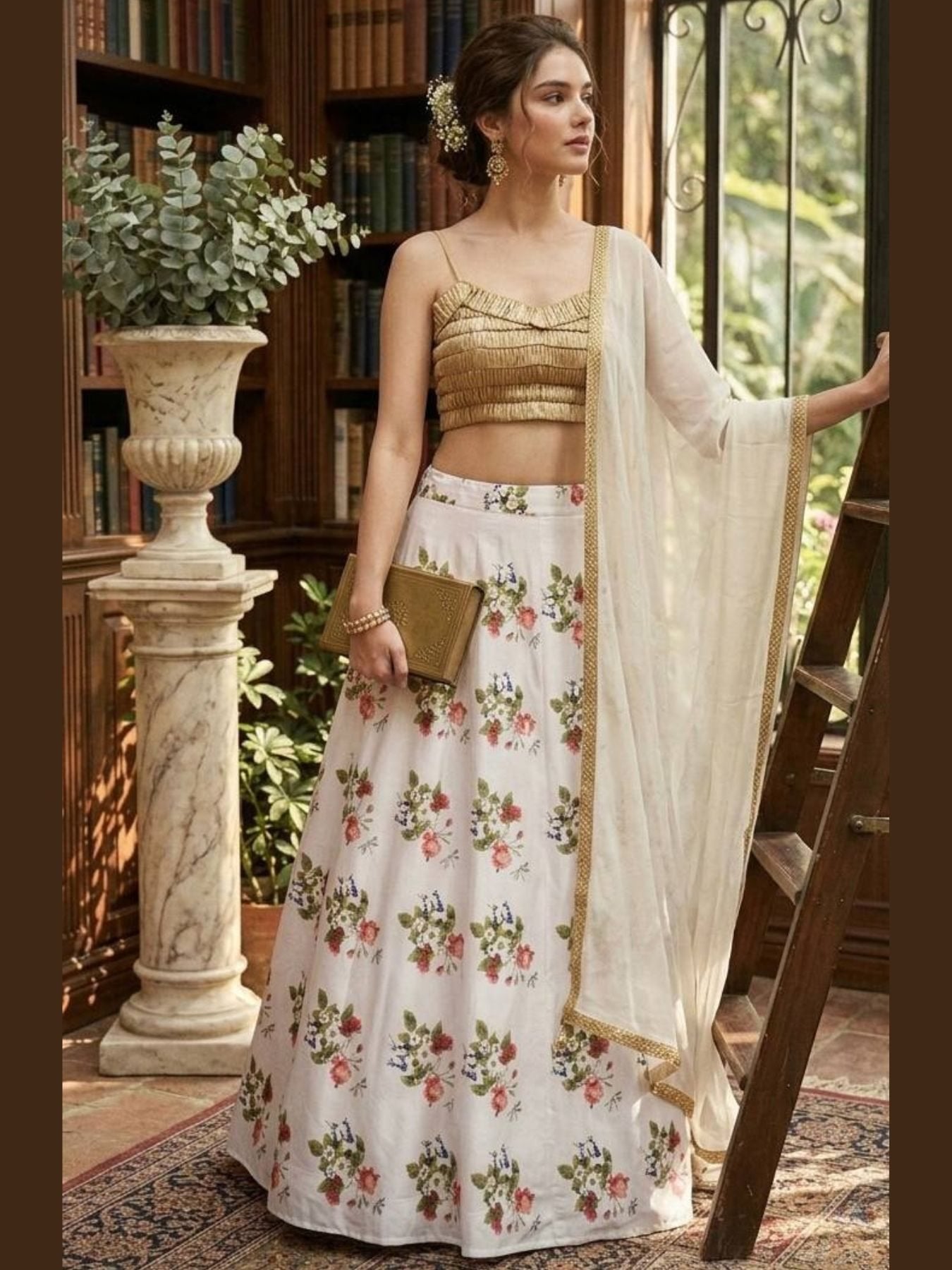 Floral Digital Print Tapeta Silk Lehenga Choli with Georgette Dupatta for women | Snyvia