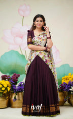 Color Kanjivaram Silk Zari Half Saree Lehenga with Linen Printed Dupatta colour variant view