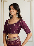 Wine Georgette Saree - side drape view