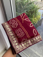 Wine Georgette Saree - blouse and border close-up