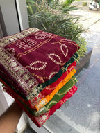 Wine Georgette Saree - fabric texture close-up
