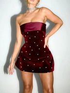 Twilight Wine Stone Short Dress