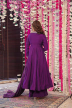 Embroidered Anarkali Kurti Set fabric texture detail