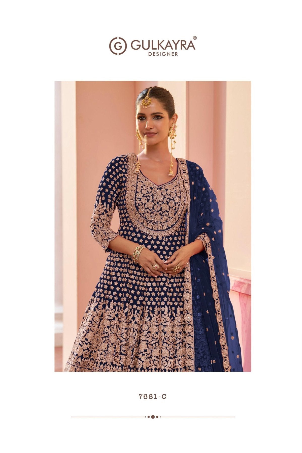 Pink Zenvique Georgette Lehenga Suit From The Alika Catalog full drape view