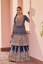 Wine Zenvique Georgette Lehenga Suit From The Alika Catalog blouse and dupatta detail